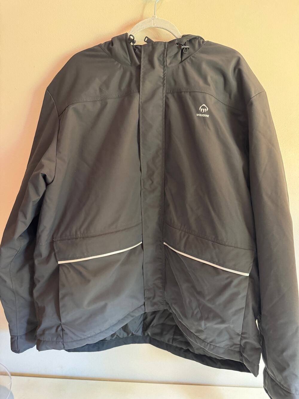 Wolverine Men’s XL Black Hooded Outdoor Work Jacket Full Zip Windbreaker